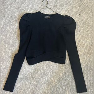 Black puff shoulder sweater